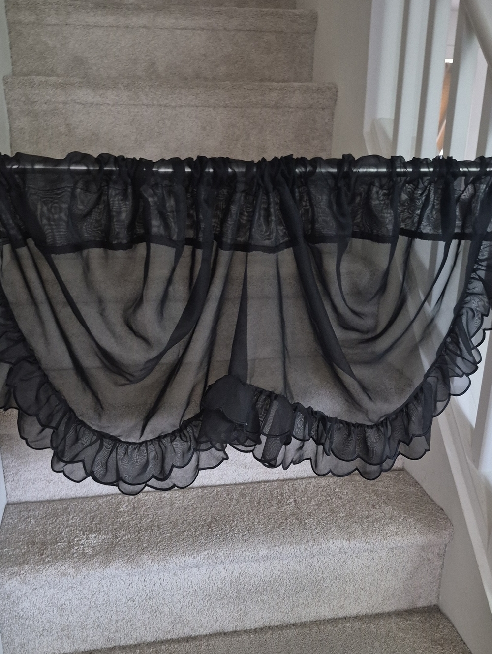 Black Sheer Ruffled Valance Curtain